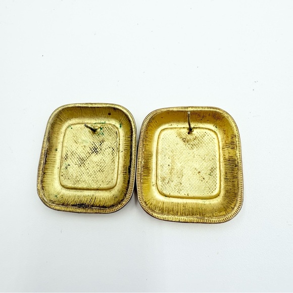 Vintage Gold Enamel Designer Earrings - Picture 4 of 5